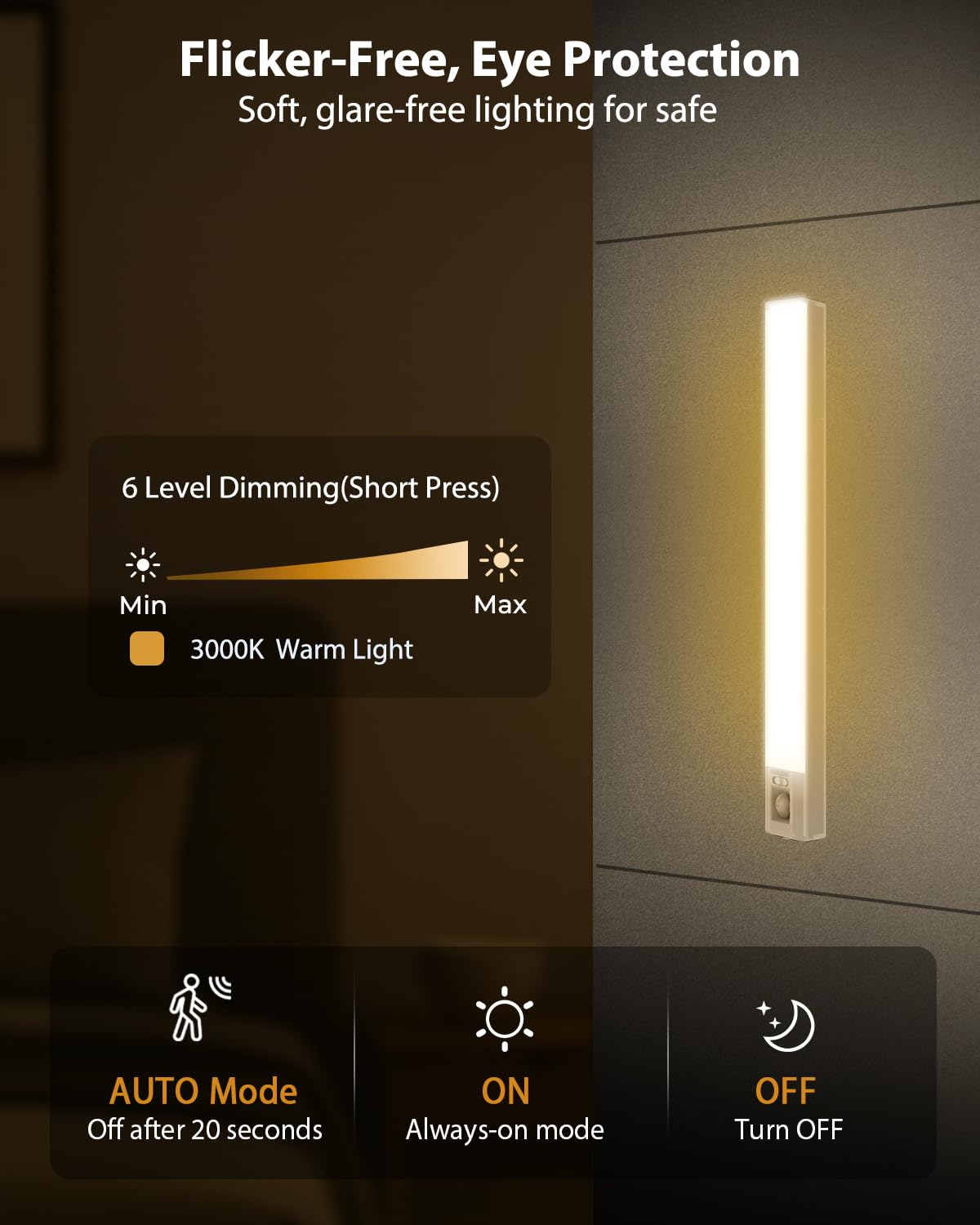 10  Under Cabinet Lighting  68Leds Motion Sensor Light Indoor  Rechargeable Battery Magnetic Closet Light  Wireless Under Counter Lights For Kitchen  Stairs  2-Pack Warm Light