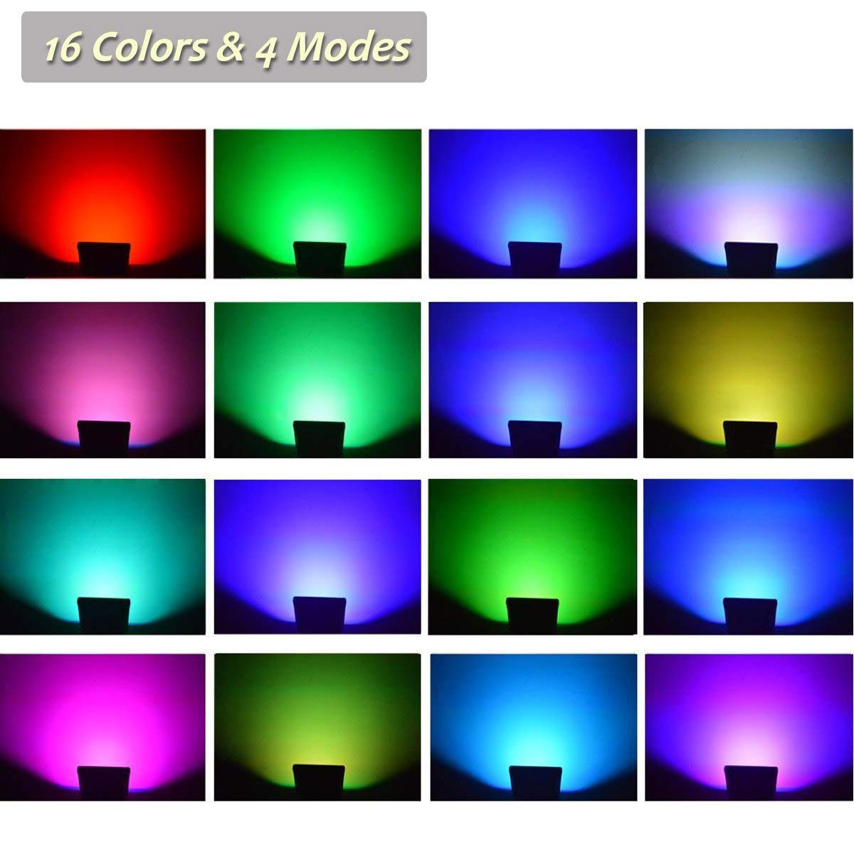 GLW 20W RGB LED Flood Lights - Color Changing, Waterproof, Remote Control, Dimmable, 2 Pack
