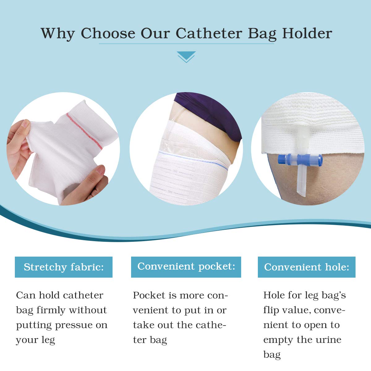 Catheter Leg Bag Holder 2 Count Fabric Catheter Sleeves Urine Leg Bag Holder - Urinary Drainage Bag Stay in Place Urine Bags for Legs Foley Catheter Bag Holder Strap for Men or Women Wheelchairs (M)