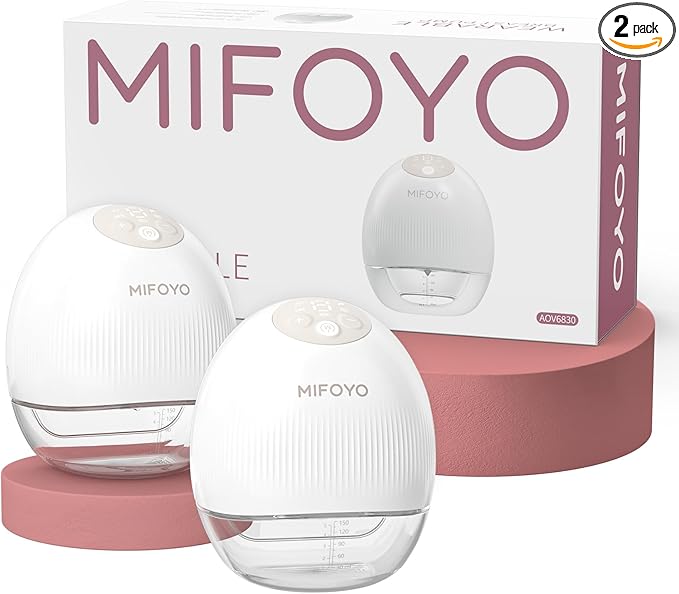 MIFOYO Hands Free Breast Pump, Wearable Electric Breastfeeding Pump with 4 Modes & 9 Suction Levels, LED Display & Recharg...