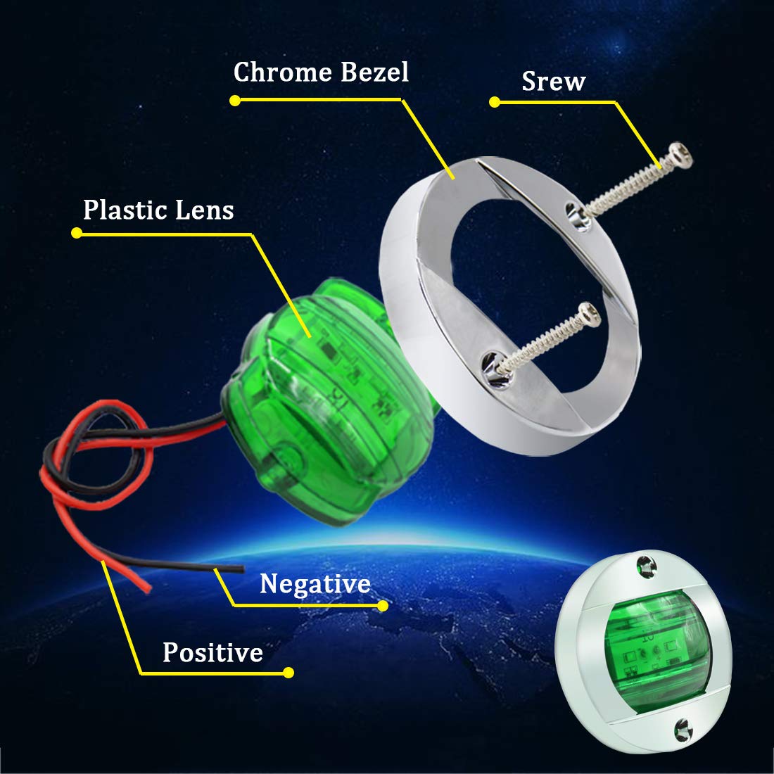 Boaton LED Night Fishing Lights, Marine Boat Deck Lights, Green Interior Lights for Pontoon and Bass Boats