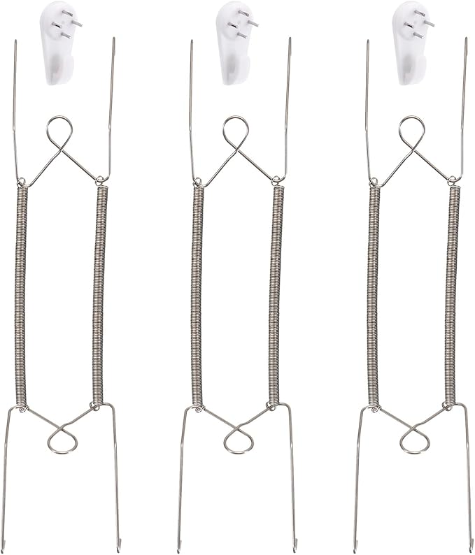 uxcell 3 Pieces Plate Hanger, 12 Inch Stainless Steel Invisible Wall Plate Hangers with 3Pcs Wall Hooks for Decorative Plates, Silver