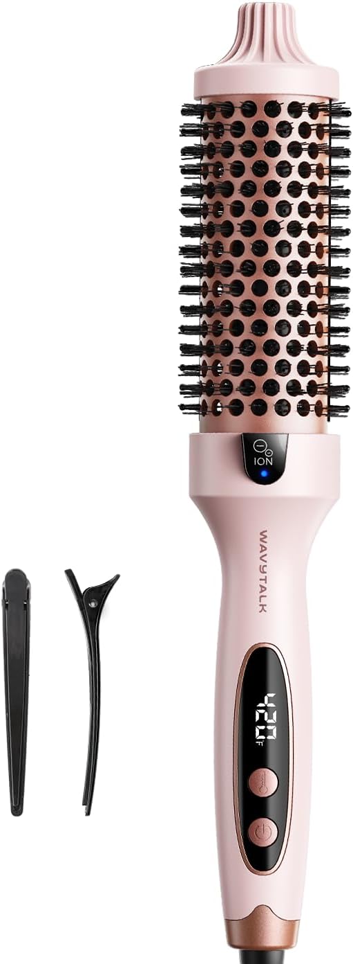 Wavytalk Thermal Brush, Blowout Boost 1.5 inch Heated Round Brush for Blowout Look, Dual Voltage, Pink, Sakura, Tourmaline...
