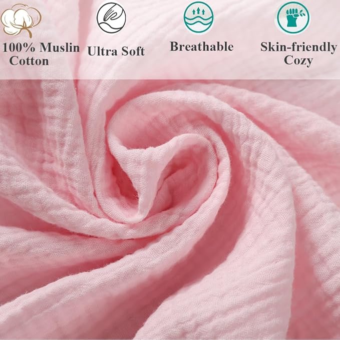 Muslin Bassinet Sheet Compatible with Baby Delight Beside Me Dreamer Bassinet, 2 Pack Cotton Stylish Boho Fitted Bassinet Sheets Super Soft for Baby White & Pink