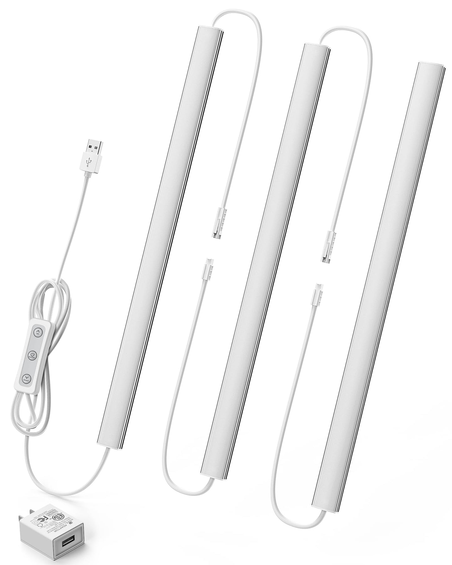 Asoko Home Dimmable Wired Under Cabinet Lighting - 3 Pack Of 12-Inch Cold White 6000K Linkable Usb Led Lights For Kitchen  Desk  Sink  And Workbench