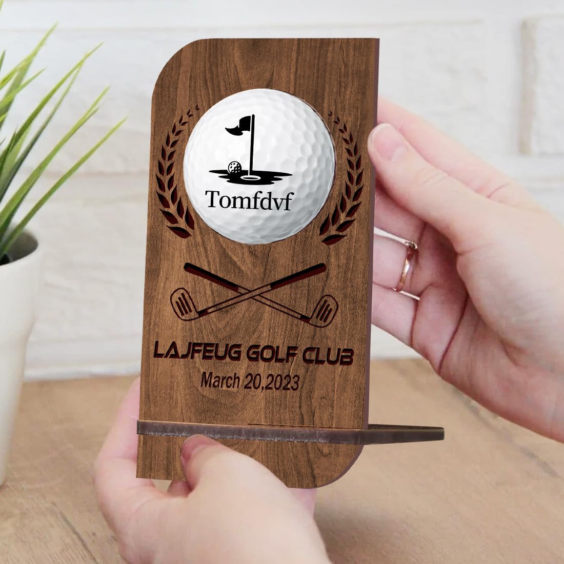 Personalised Golf Ball Holder Frame Custom Photo Name Golf Ball Display Case Wooden Golf Shadow Box Golf Ball Markers Hanger Desk Decor Gift for Men Dad Grandpa Family (Golf Ball Display Holder - 1)