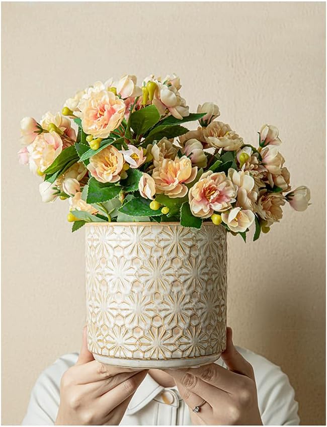 Kitchen Utensil Crock, 5.2" Ceramic Holder for Countertop, Handceafted Farmhouse Utensil Vase For Kitchen Decor Accessories, Housewarming