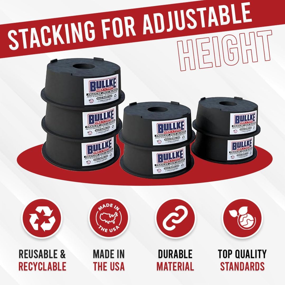 USA-Made Trailer Leveling Blocks - for RV and Camper, Heavy Duty Jack Pads, Stabilizing Blocks, UV Resistant Recycled Plastic Leveling Blocks for RVS (6)