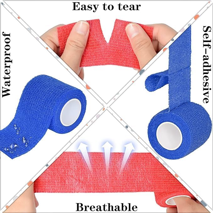 Self Adhesive Bandage Wrap-2 inches x 5 Yards(8 Pack) Self Adhering Bandage Wrap, Self Adherent Cohesive Wrap Bandages for Sports,for First Aid Tape,Sports Injuries (Light Blue)