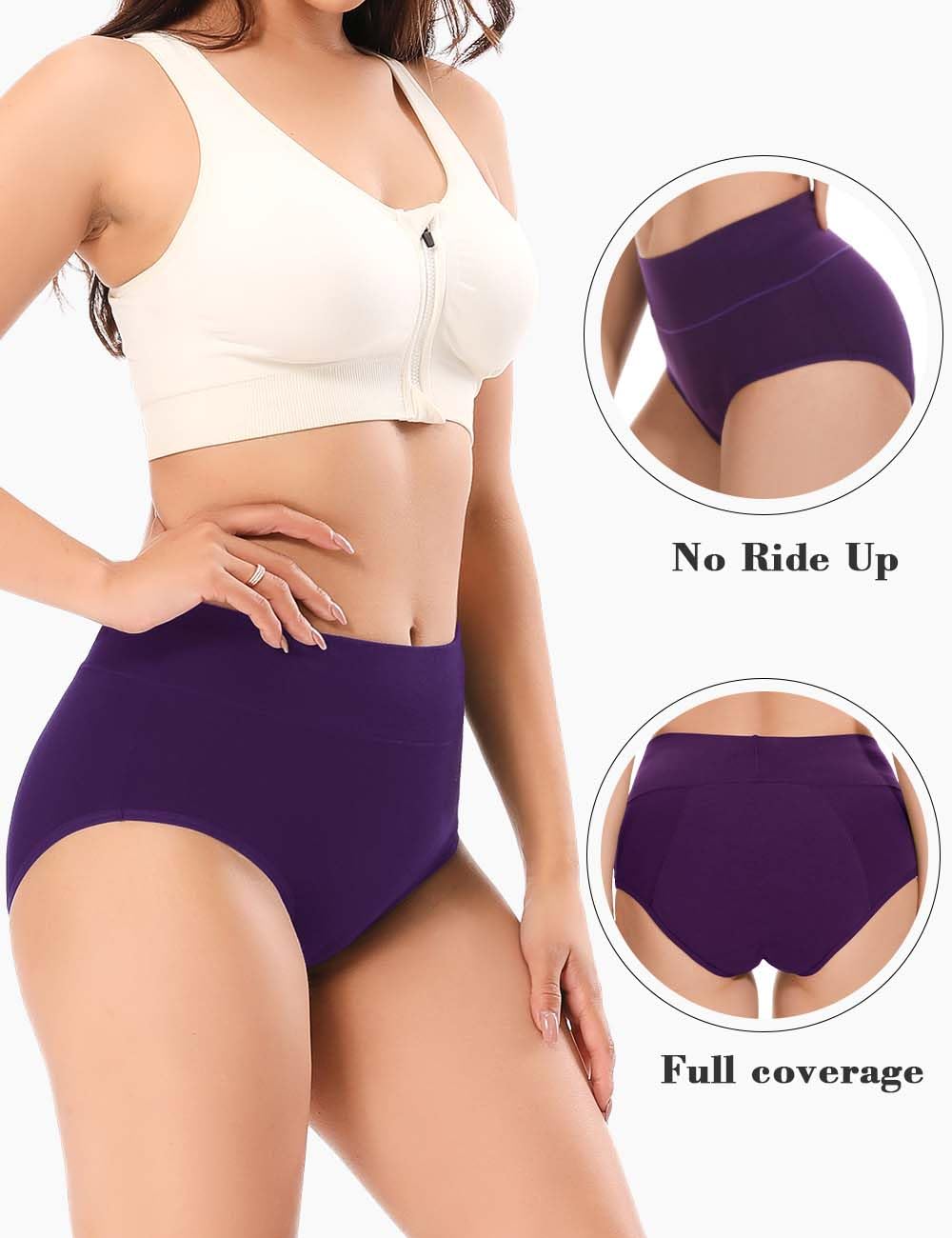 Molasus Incontinence Underwear for Women High Absorbency Period Leakproof Cotton Underwear Heavy Flow Menstrual Protective Panties Bladder Control Briefs 3 Pack,Multicolor,X-Large