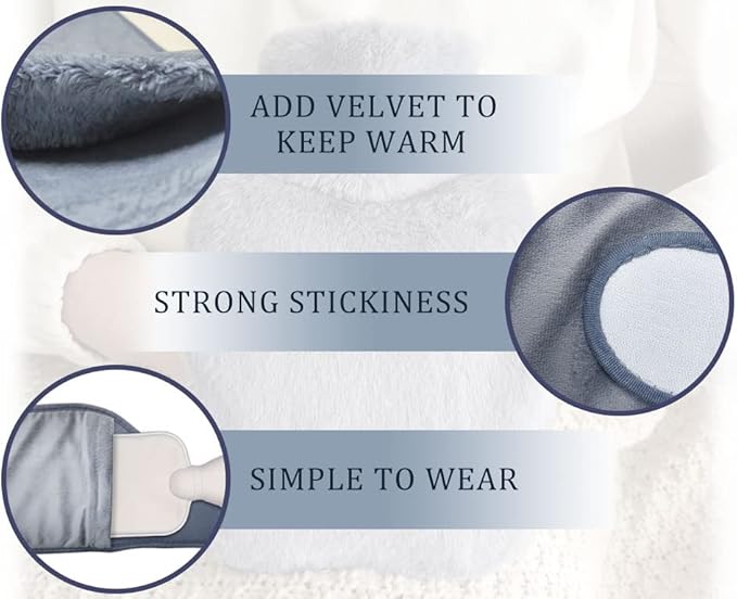 3 in 1 Hot Water Bottle Pouch with Waist Cover, Warm Water Bag, Pouch with Soft Belt, Eye Mask+Funnel, for Pain Relief Waist, Back, Neck