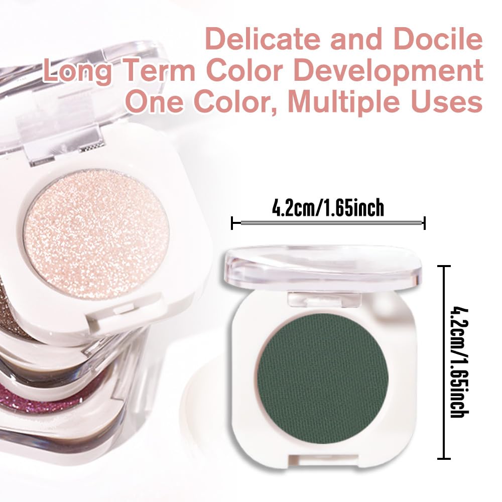 WanTuoluo Forest Green Matte Eyeshadow Palette for Women, Single Monochrome Eye Shadow Makeup, Shiny Pressed Powder, Blendable N
