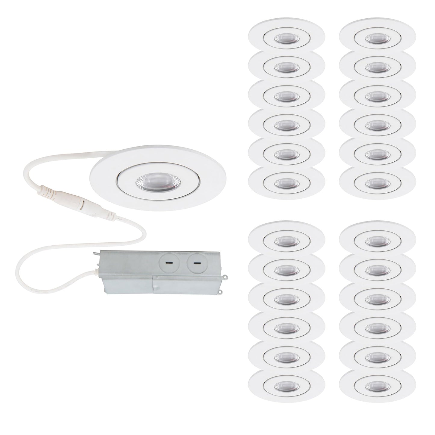 Wac Lighting Lotos 2In Led Round Adjustable Recessed Light 3000K Warm White 6W 530 Lumens Ic-Rated Airtight 120V-277V Universal In White (Pack Of 24)