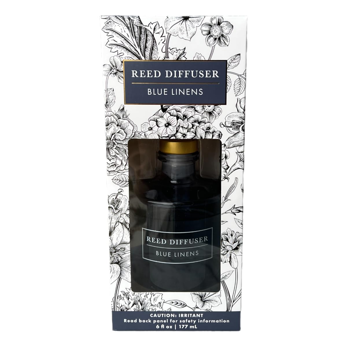 Bellevue Diffuser, 6 fl oz Glass Filled Diffuser, Highly Concentrated Fragrances with Essential Oils, Home Fragrance, Scent:Blue LINENS