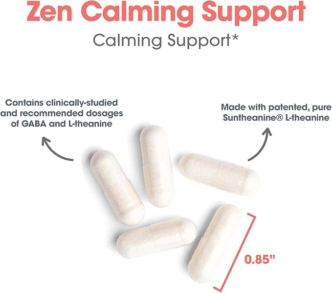Allergy Research Group 200mg of Zen Supplement - GABA, L-Theanine, Calmness Support, Day or Night, Hypoallergenic, Vegetarian Capsules - 120 Count