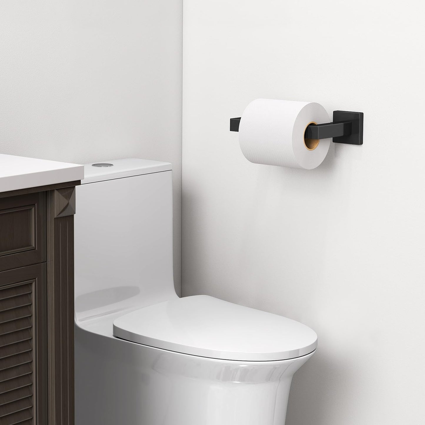 FEILERN Toilet Paper Holder Matte Black Wall Mounted Post Pivoting Square Tissue Holders Roll Holder Hangers for Bathroom Commercial Toilet Paper Dispenser