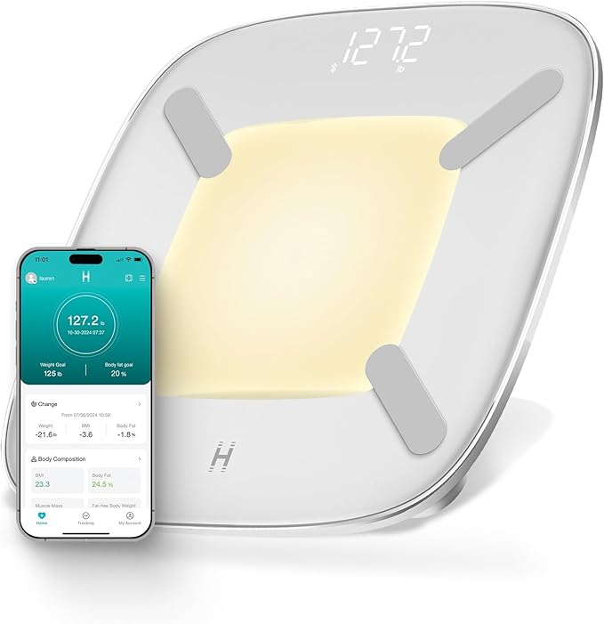Homedics Digital Smart Scale, Motion-Sensing LED Display, 13 Body Metrics Analysis, Bluetooth Sync, Multi-User Recognitio...