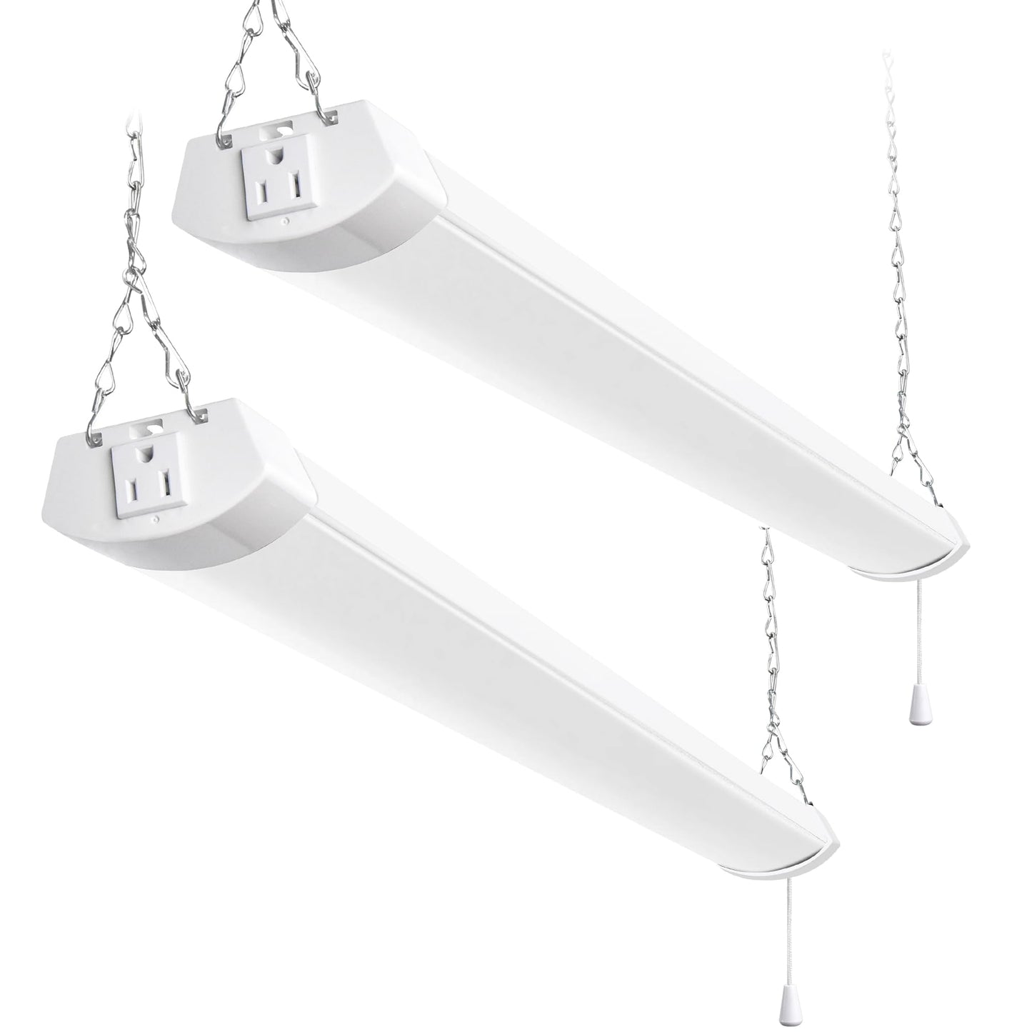 Hykolity 4Ft 70W Led Shop Light Linkable  8000Lm(300W Equivalent)  5000K Utility Shop Lights For Garages  Workshops  Basements  Hanging Or Flushmount  With Power Cord And Pull Chain  Etl White  2 Pack
