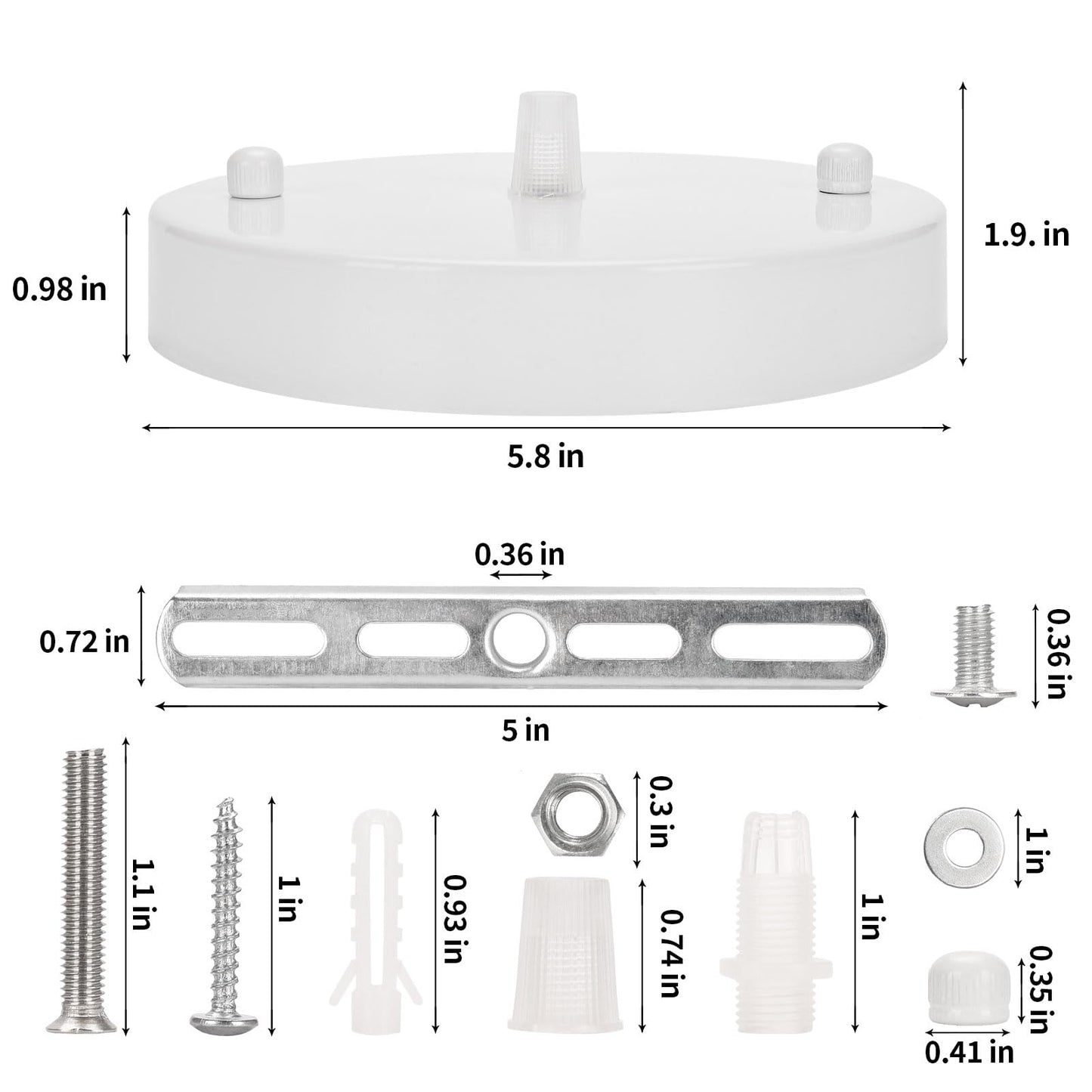 Sangle Sopffy Pendant Light Canopy Kit  5.8 Inches Ceiling Lighting Canopy Kit With All Mounting Hardware Modern Chandelier Ceiling Plate Cover For Pendant Lighting Fixtures  White (White)