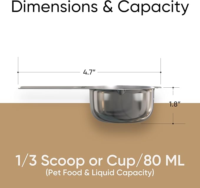 Color Up ⅓ Cup Pet Food Scoop – Stainless Steel Dog Food Scoop Cup – Rust-Resistant, Durable Measuring Scoop for Dogs, Cats, Birds & Rabbits – Ideal for Dry Food & Treats