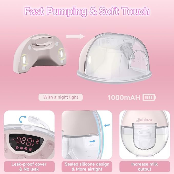 Breast Pump Hands Free - Wearable Breastfeeding Pump with App Smart Control, 4 Modes 9 Levels, LED Light, Quiet Portable Breast Pump, Extractor de Leche Materna Electrico, wear4 Flange Sizes
