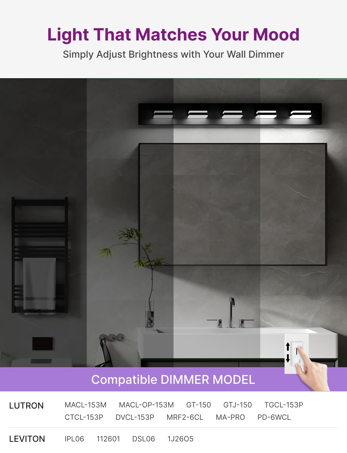 Likelgn 36 Vanity Light Over Mirror  5-Light Modern Bathroom Light Fixture With Rotatable Heads  5000K Daylight