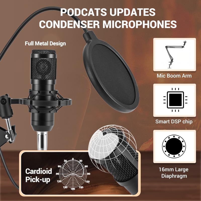 Znclces 2025 Upgraded Podcast Equipment Bundle For 2, Recording Studio Package With Pro Audio Interface(4 Customize Se) And Podc