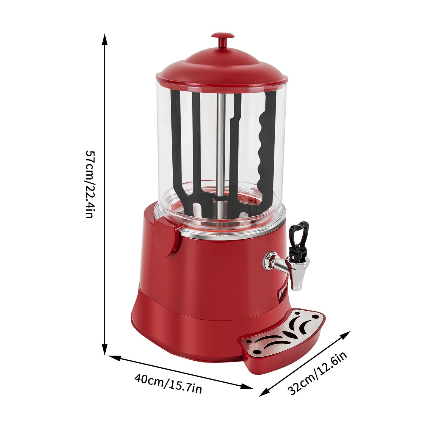 Unnsiapit Hot Chocolate Maker Machine, 400W 10L/2.7Gal Electric Stainless Steel Hot Chocolate Dispenser Melting Machine, Commercial Beverage Warmer Coffee Maker for Kitchen Party, Red