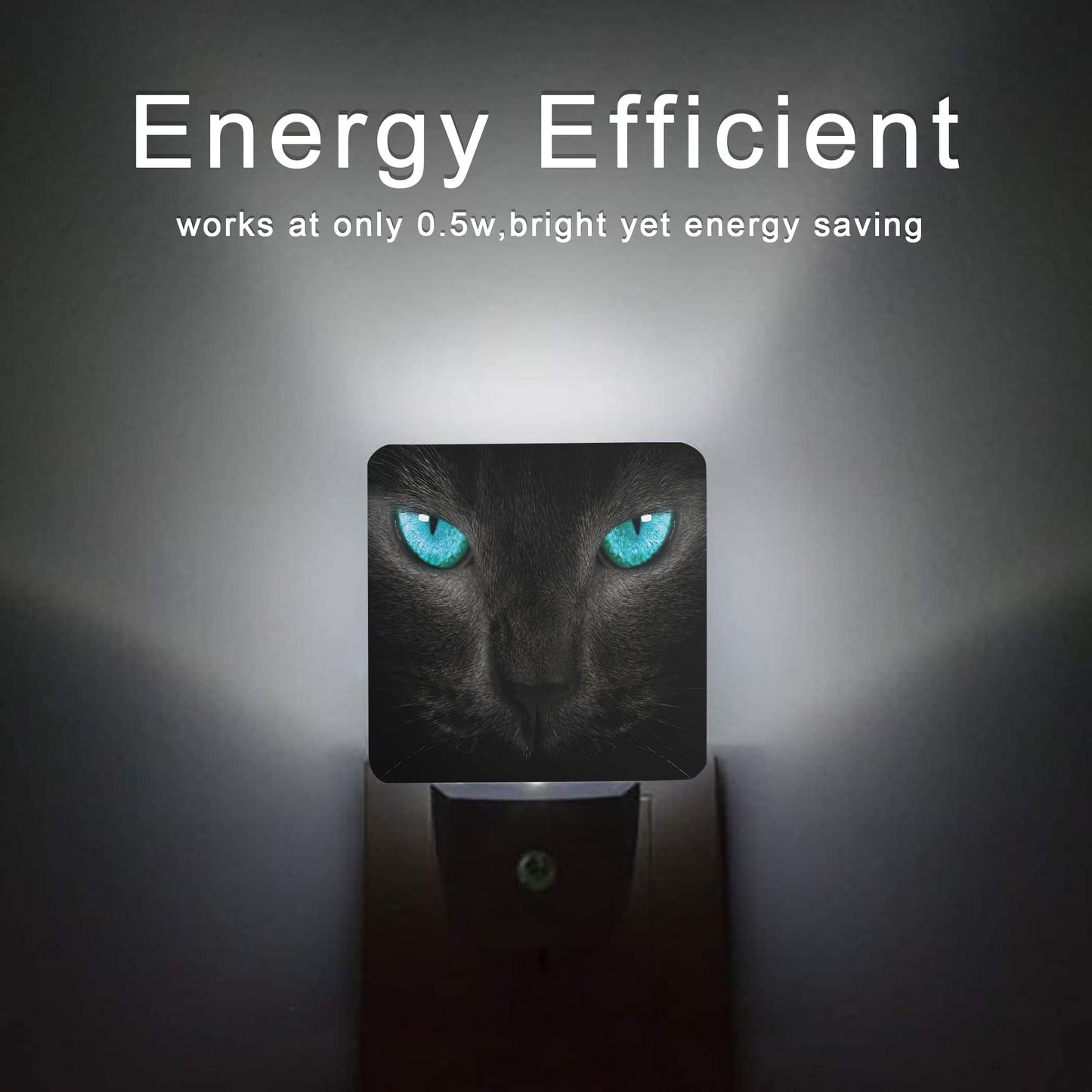 Oeaskly Cat Night Light Black Cat Eye Plug-In Night Lights With Dusk-To-Dawn Sensor For Girlfriend/Boyfriend Gift Sleep Friendly Lamp For Bedroom  Bathroom And Living Room 0.5W