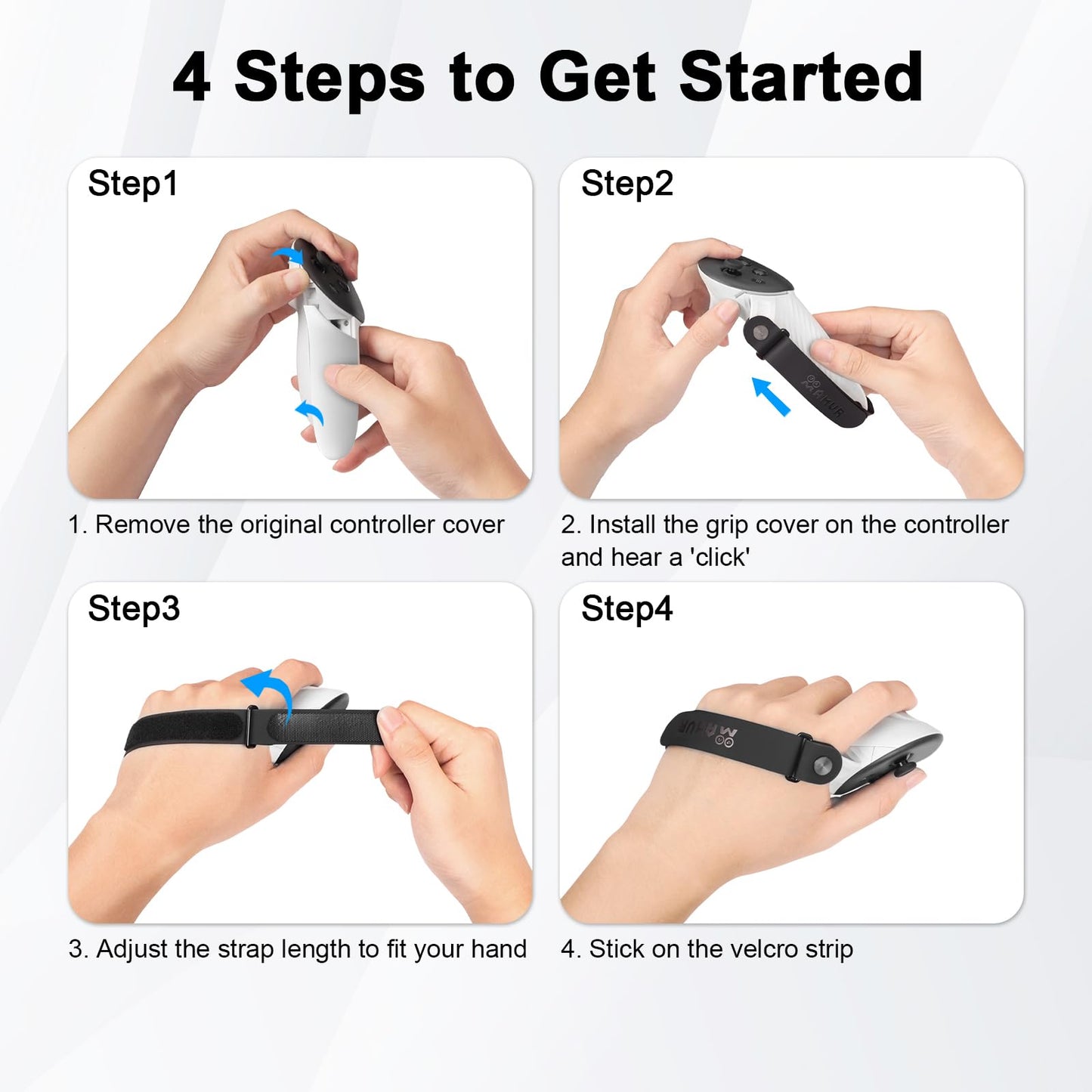 AMVR Controller Grips Compatible with Meta/Oculus Quest 3S/Quest 3, Silicone Accessories Non-Slip Handle Cover, Adjustable Soft Hand Strap Fits Small and Medium Hands (Not Fit Official Charging Dock Battery)