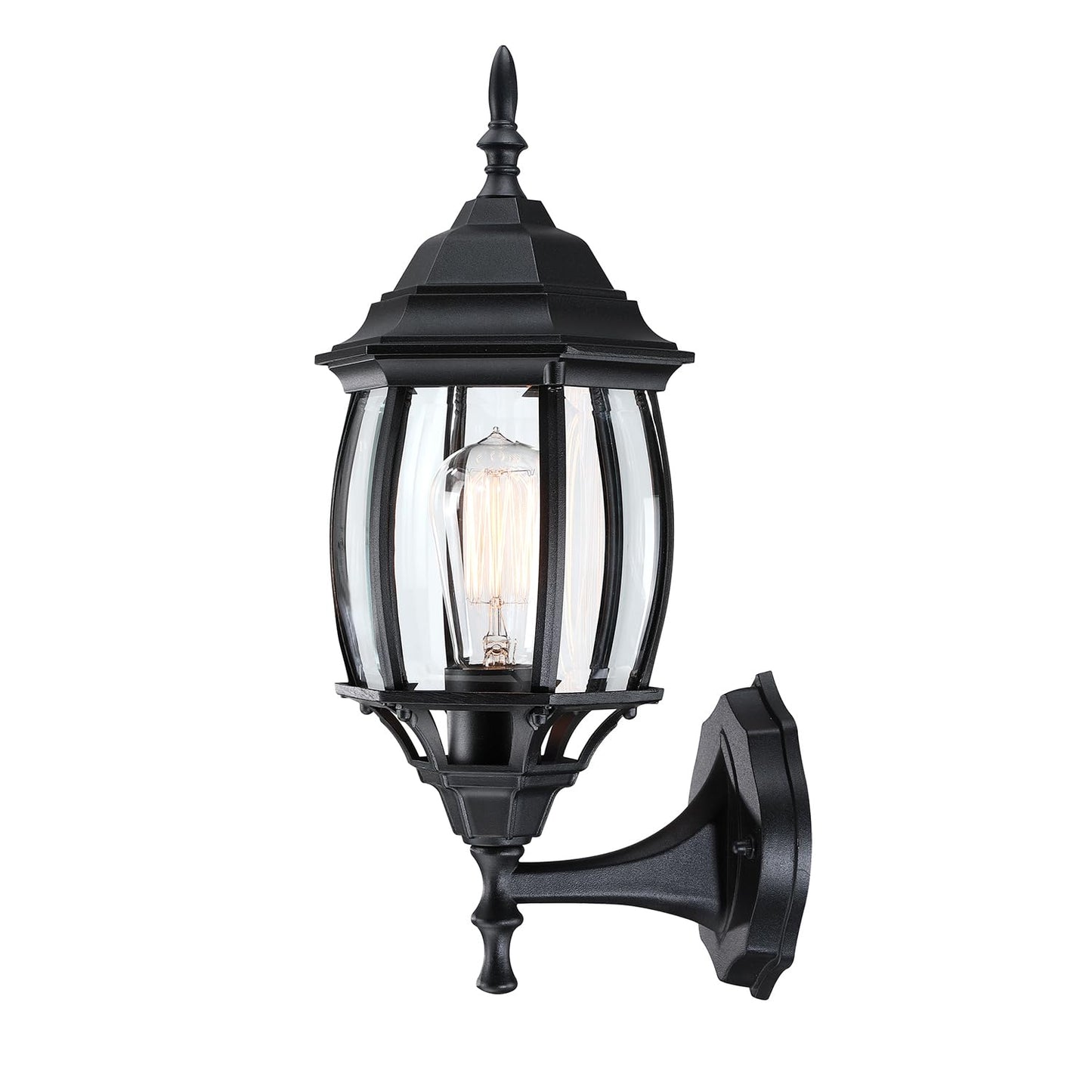 Faymart Lighting 16.8 Inch Outdoor Porch Light - Black Outside Light For House  Metal And Glass Exterior Wall Sconce  Waterproof Wall Mount Outdoor Lantern For Garage Front Door Balcony E26 Base