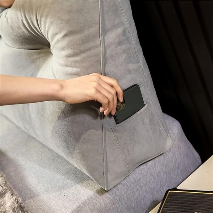 Triangular Headboard Pillow Wedge Pillow for Headboard Gap Headboard Pillow Twin Daybed Pillows Backrest Pillow with Side Pockets