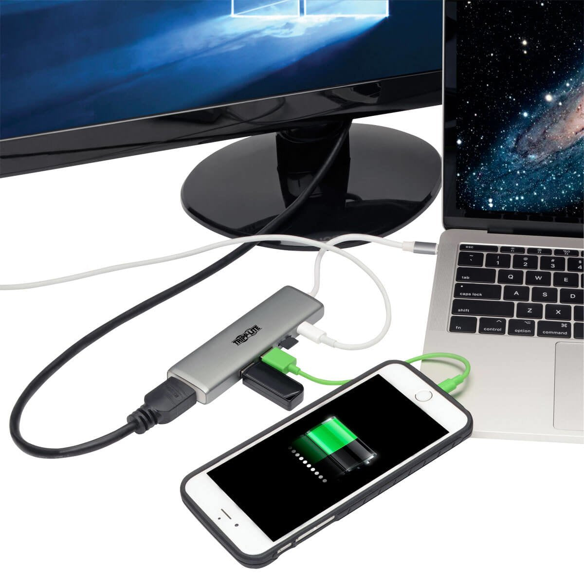 Tripp Lite Usb C Docking Station W/ Usb-A Hub, Hdmi, Micro Sd, Pd Charging 4K @ 30Hz Thunderbolt 3 Silver (U442-Dock10-S)