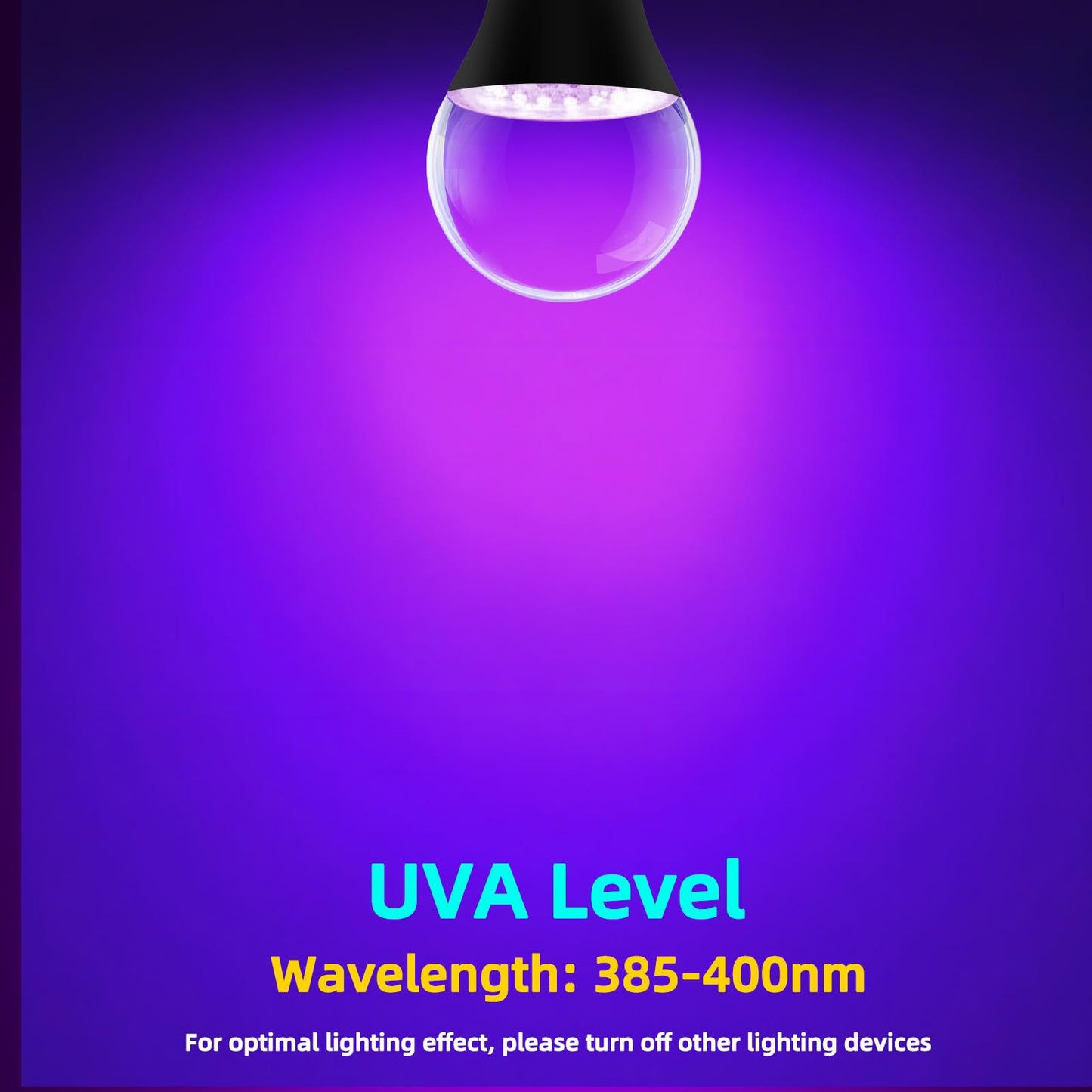Wivety Black Light Bulb  A19 E26 Base  9W Led Black Light Bulbs For Outdoor Porch  Indoor Party Decoration  Holiday Lighting  Halloween Light Bulbs  Christmas Decoration(6 Packs)