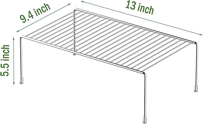iPEGTOP Set of 6 Kitchen Cabinet Shelf Organizer, Medium (13 x 9.4 Inch) Bathroom Cabinet Organization Wire Shelf Rack, Rustproof Storage Space Saver Shelves for Countertops Pantries Utensils