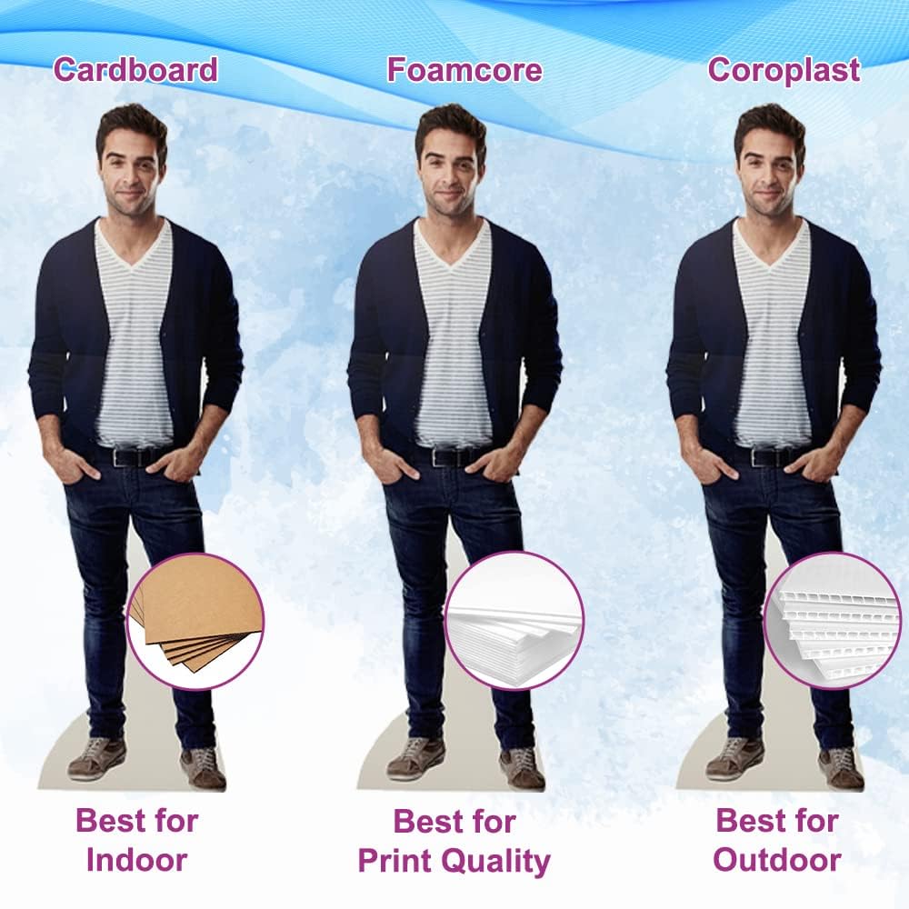 Custom Life Size Coroplast Cutout - Personalized High Resolution Stand Up Custom Cutout Upload Your Own Photo - Perfect for Wedding & Birthday, 1ft to 6ft (Coroplast), Multi Color
