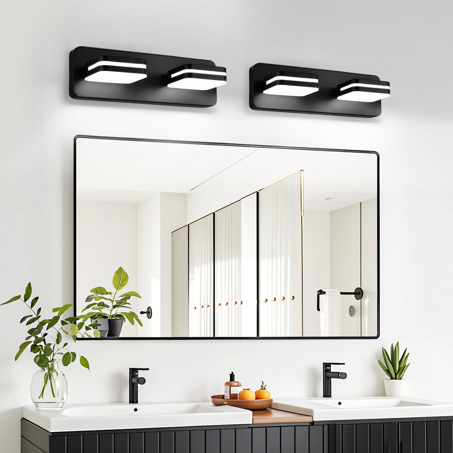 1000Lm Led Modern Bathroom Vanity Light Fixtures  360?Rotate Acrylic Matte Black Vanity Lights For Bathroom  Modern Wall Lighting Fixtures Over Mirror Kitchen Living Room (Natural White Light 5000K)