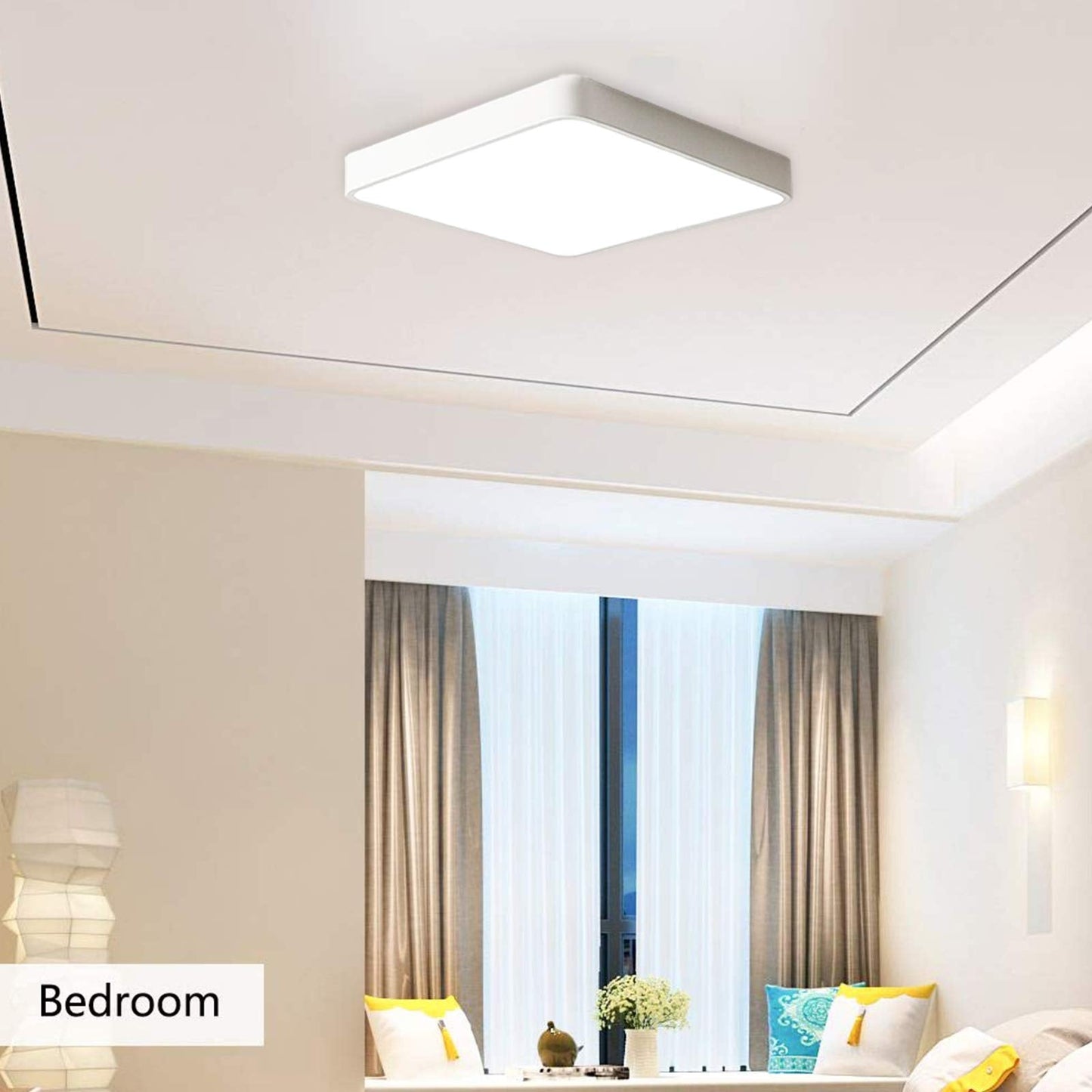 Ganeed Led Flush Mount Ceiling Light 15.7 Inch 36W Modern Ceiling Lamp Square 6500K Cool White Lighting Fixture For Living Room/Kitchen/Bedroom/Dining Room White