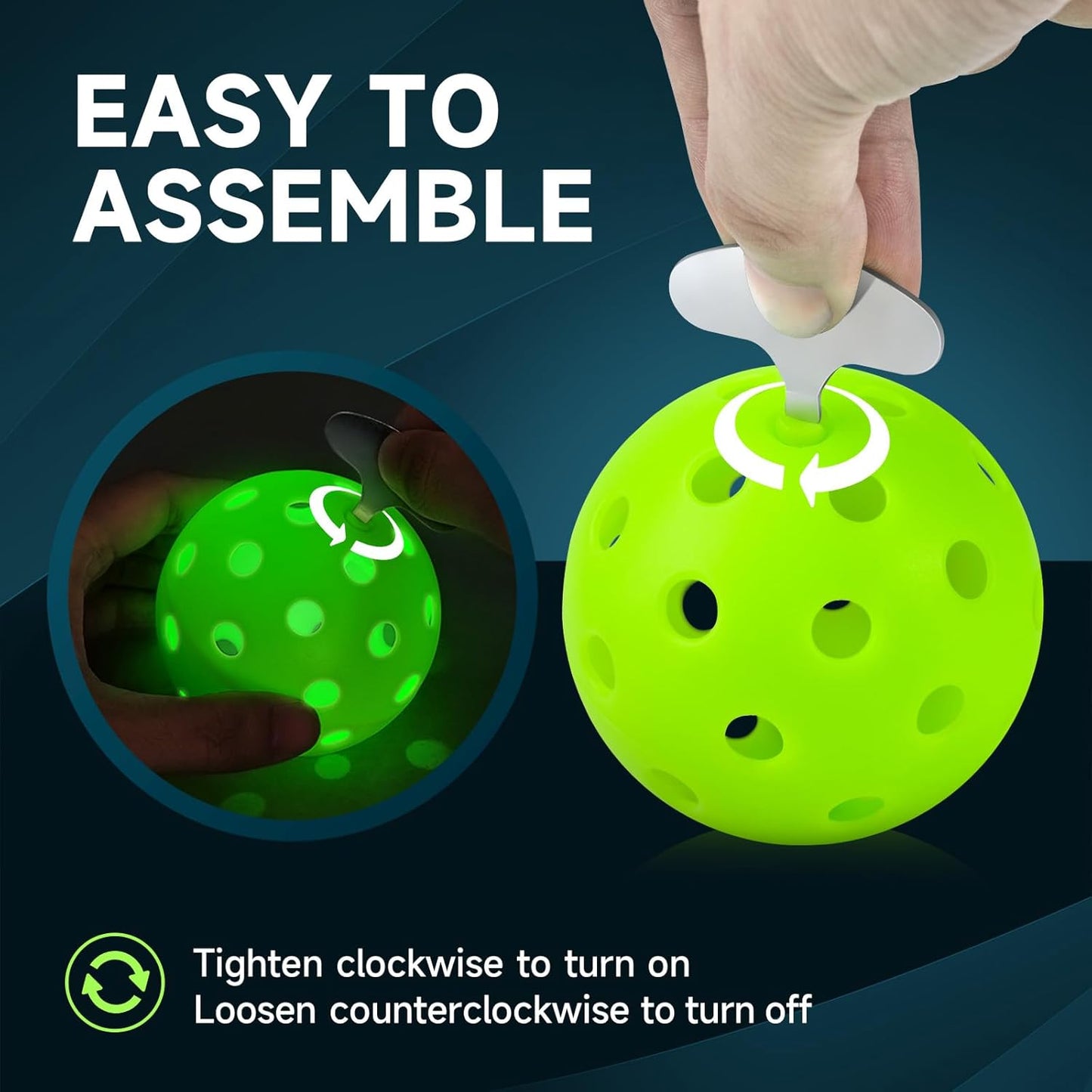 Glow in The Dark Pickleball,6 Pack Outdoor Pickleballs, LED Light Up High Visibility and Long-Lasting for Nighttime Play,Pickleball Gift