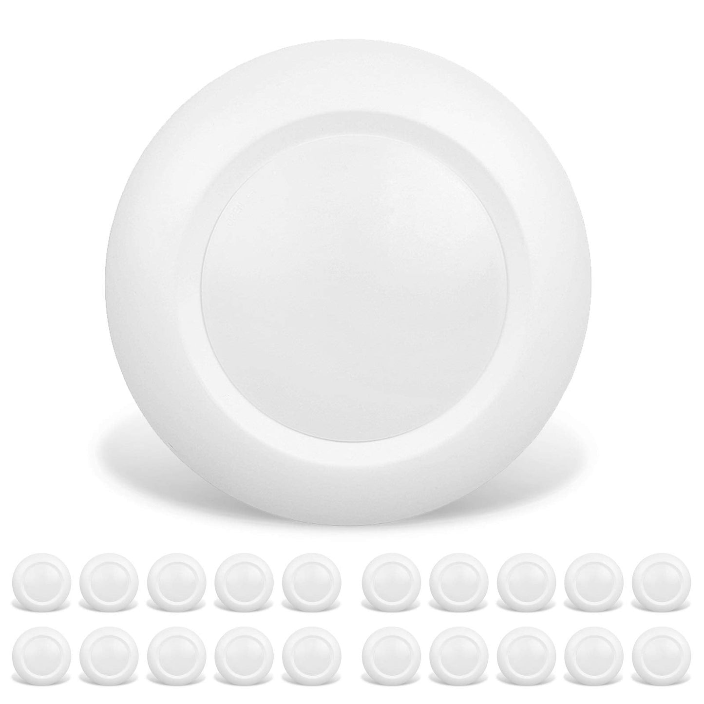 JULLISON 10W LED Recessed & Surface Mount Disk Light, 600 Lumens, 4000K, Dimmable, 20 Pack, White