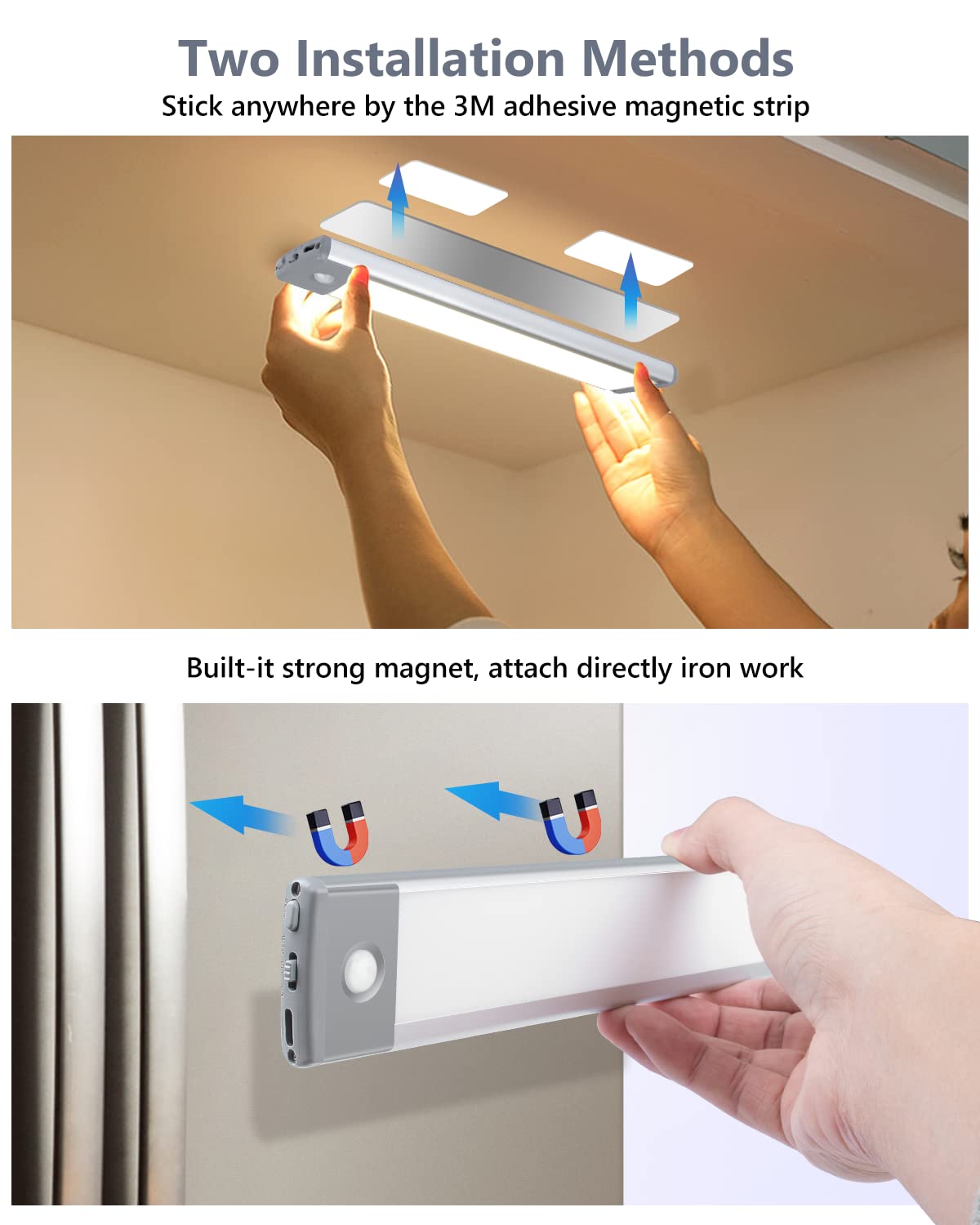 Priorare 35 Led Under Cabinet Lights - Wireless Motion Sensor, Usb-C Rechargeable, Dimmable, 3 Color Options, Model Dl035Dz113