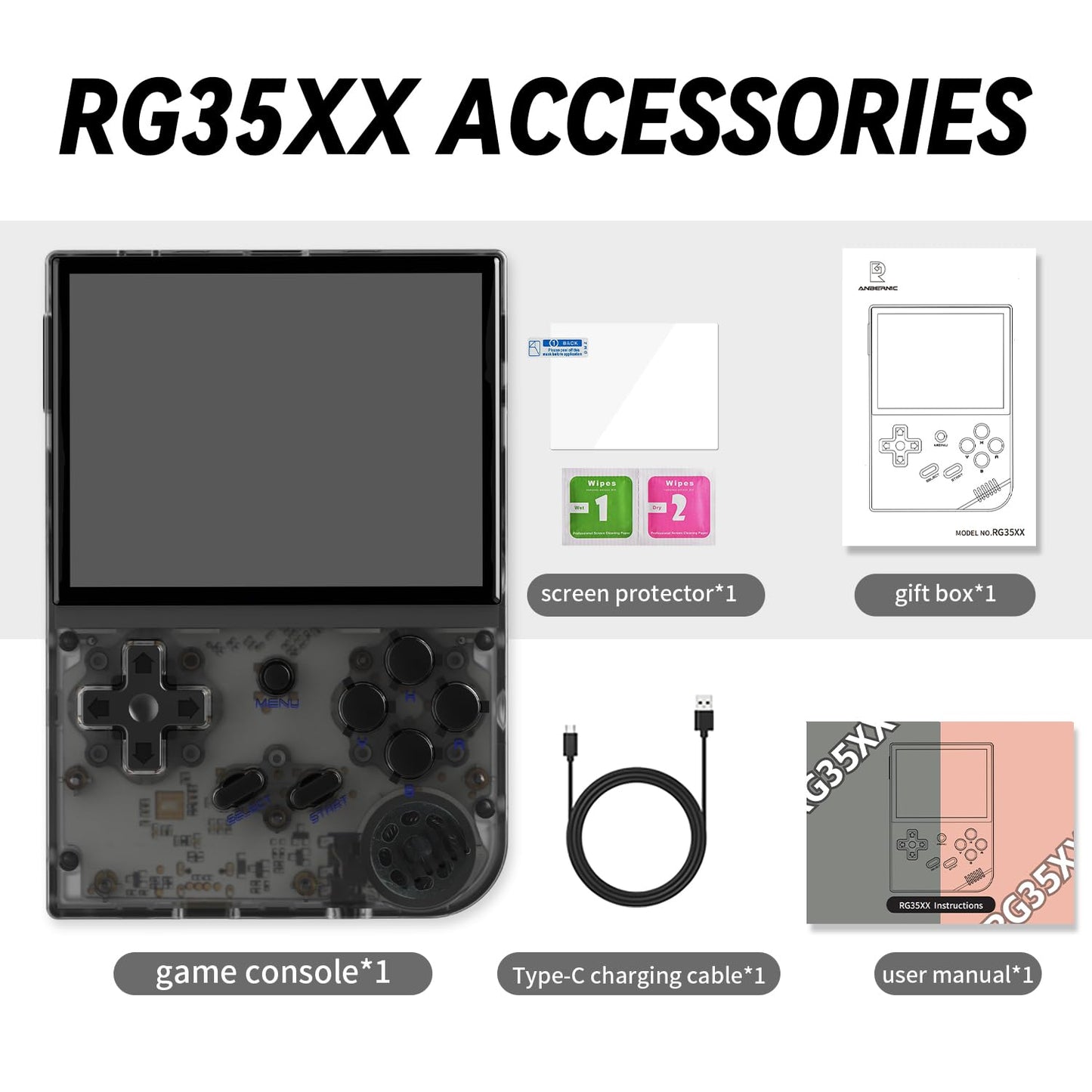 RG35XX 2024 Retro Gaming Consoles with 64GB Card rg35xx Handheld Game Console 3.5 inch IPS Screen Linux System Classic Emulator Hand Held Gaming Console Support HD TV Output Black