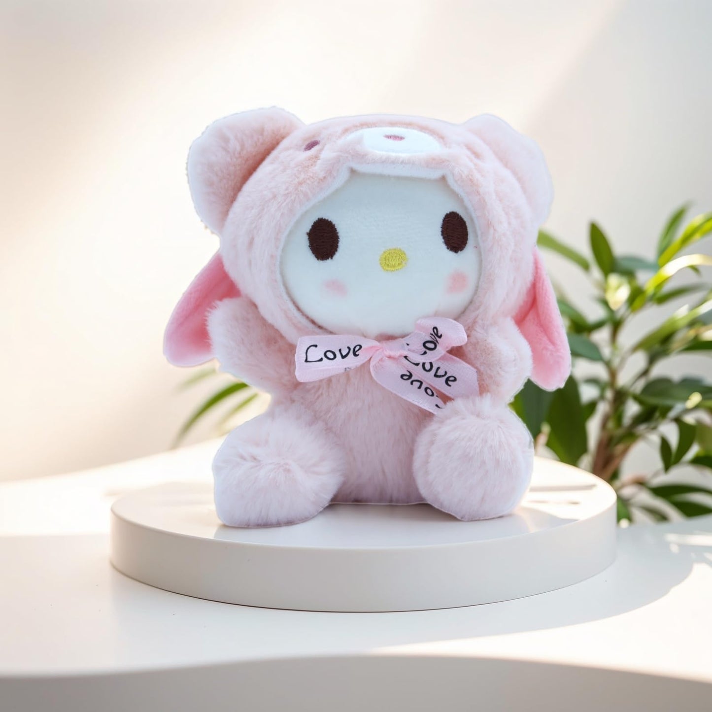 Cartoon Bag Charms Cute Plush Keychain for Women Girls, 5" Soft Backpack Key Chain Cute Animals Bag Keychain(Pink girl)