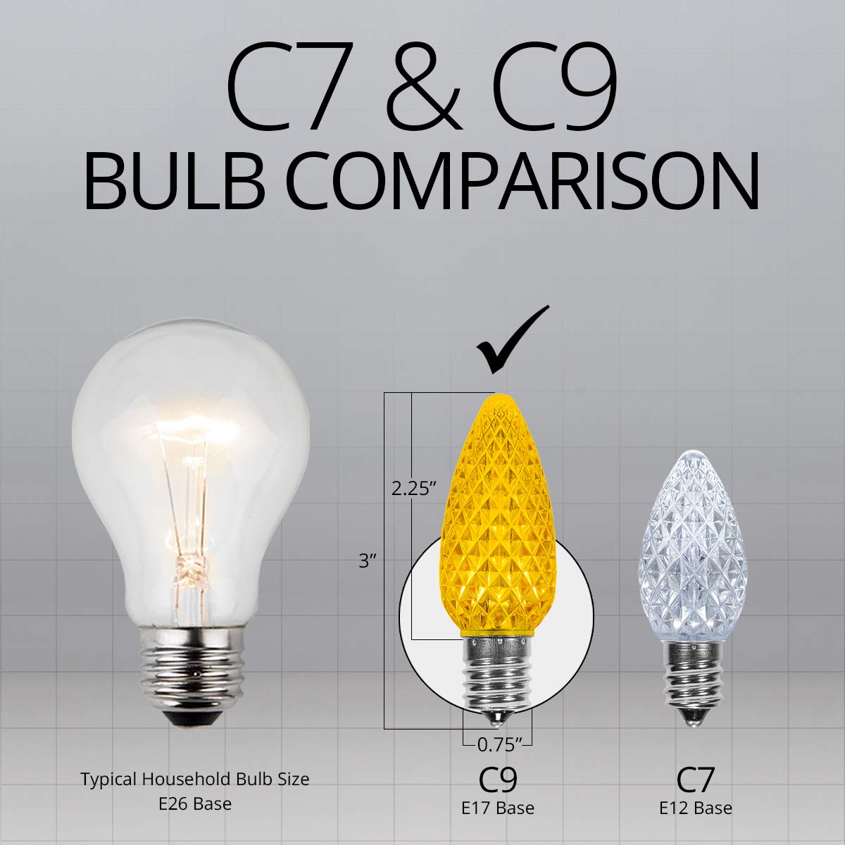 Wintergreen Lighting Box Of 25 Opticore C9 Led Gold Christmas Light Bulbs - Replacement Led Christmas Lights Heavy Duty enhanced Outdoor Christmas Lights  E17 Base (Gold Faceted)