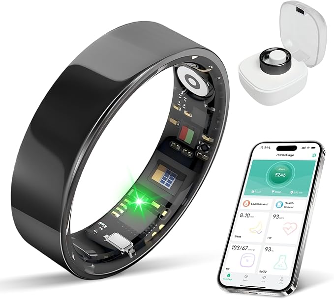 BIEMHA Smart Ring IP68 Waterproof，5-Day Long Battery Life, No Subscription Fee，Fitness Health Tracker for Men Women, Heart...