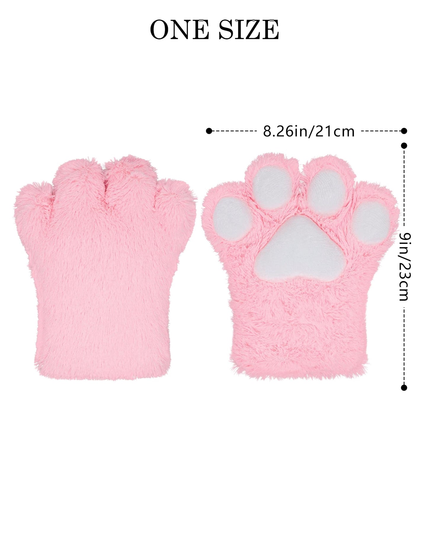 BNLIDES Cosplay Animal Fluffy Cat Fursuit Paws Claws Gloves Costume Accessories for Adults (Pink)