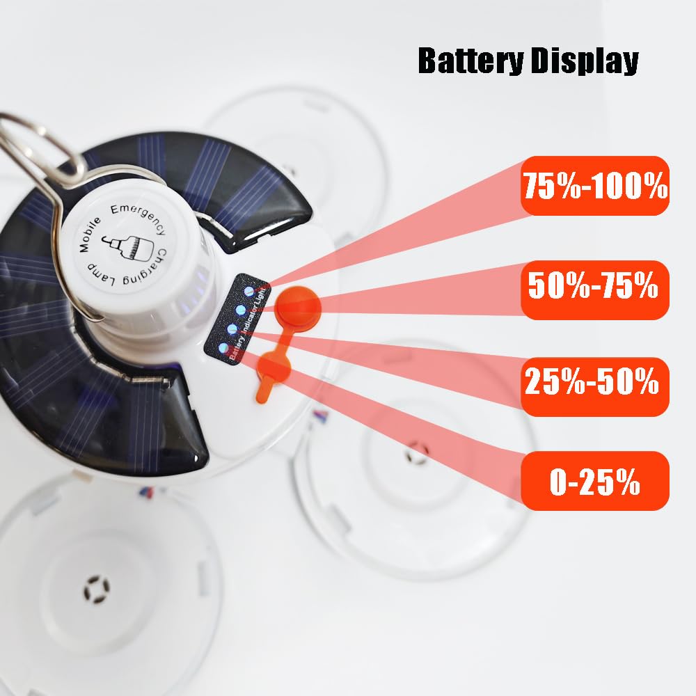 Jearytop 2 in 1 Folding Solar Camping Lamp 45 LED Rechargeable Collapsible USB White 2 Pack