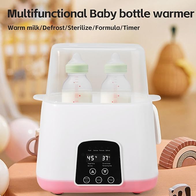 Asixxsix Baby Bottle Warmer for Breastmilk and Formula, 2 in 1 Fast Baby Milk Warmer Baby Food Defrost Heater, Accurate Temperature Control, Feeding Baby Essentials (US)
