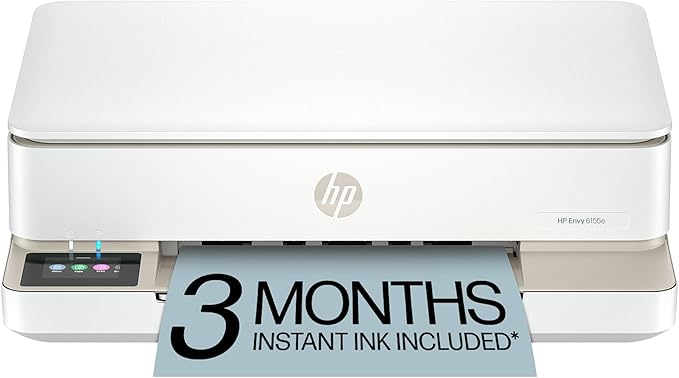 HP Envy 6155e Wireless All-in-One Color Inkjet Printer, Portobello, Print, scan, copy, Duplex printing Best-for-home, 3 mo...