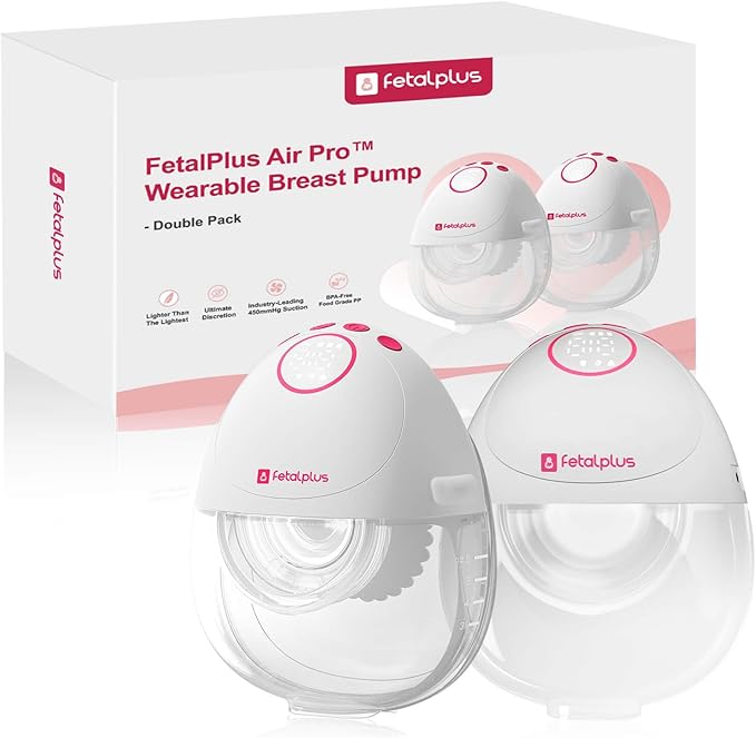 FetalPlus Air Pro™ Ultra-Discreet Wearable Breast Pump - Double Pack | Wearable Breast Pump 27mm | 15mm 18mm 21 mm 24mm Fl...